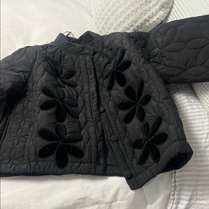 Black Floral Bomber Jacket